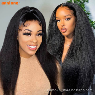 Kinky Straight Raw Brazilian Virgin Human Hair Hd Full Lace Frontal Wig Cheap Yaki Transparent Lace Front Human Hair Wig Vendor